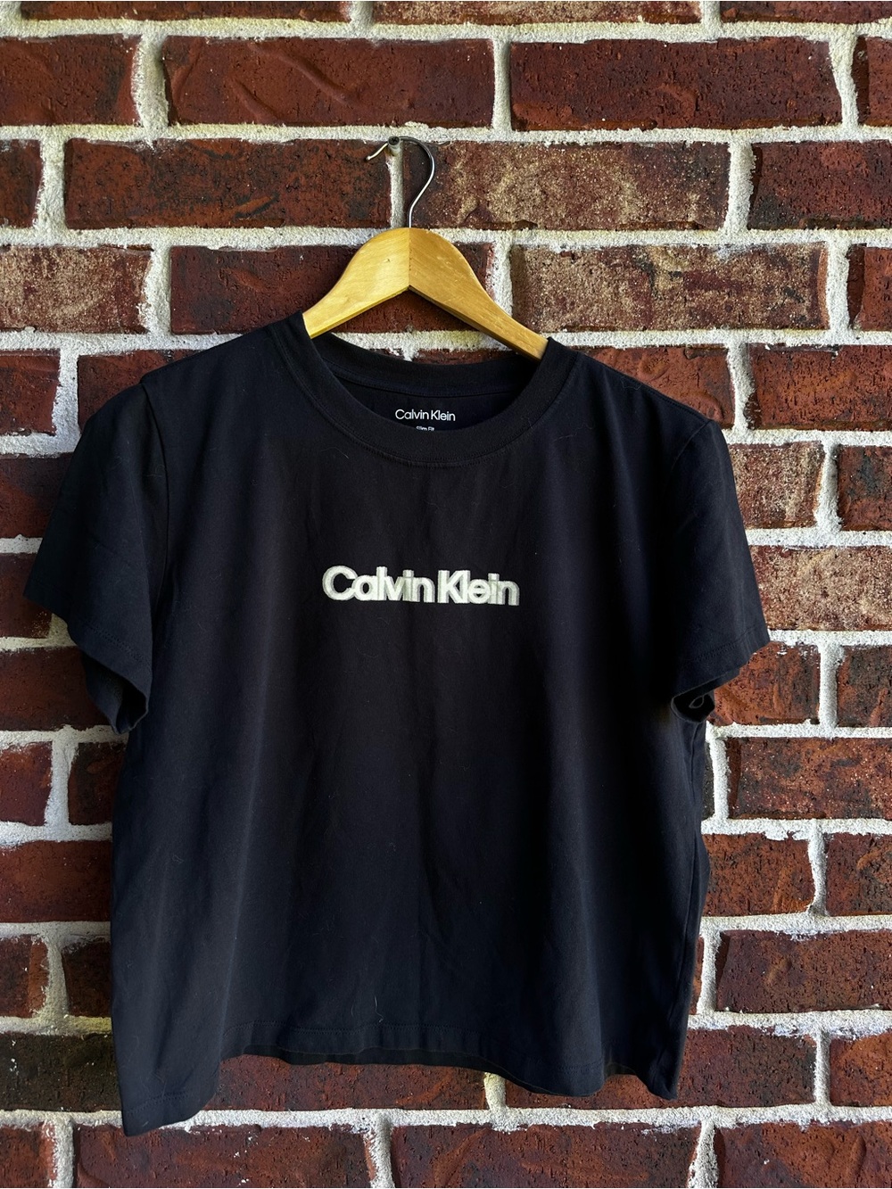Calvin Klein Black Tee with White Logo Print